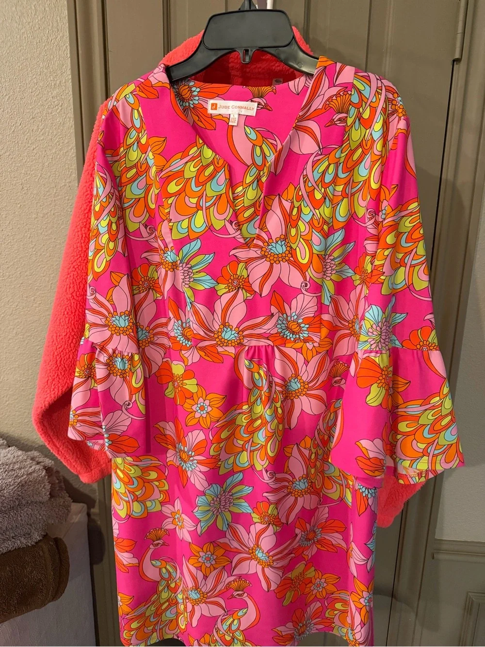 Jude Connally Hot Pink Multicolor Floral Shift Dress